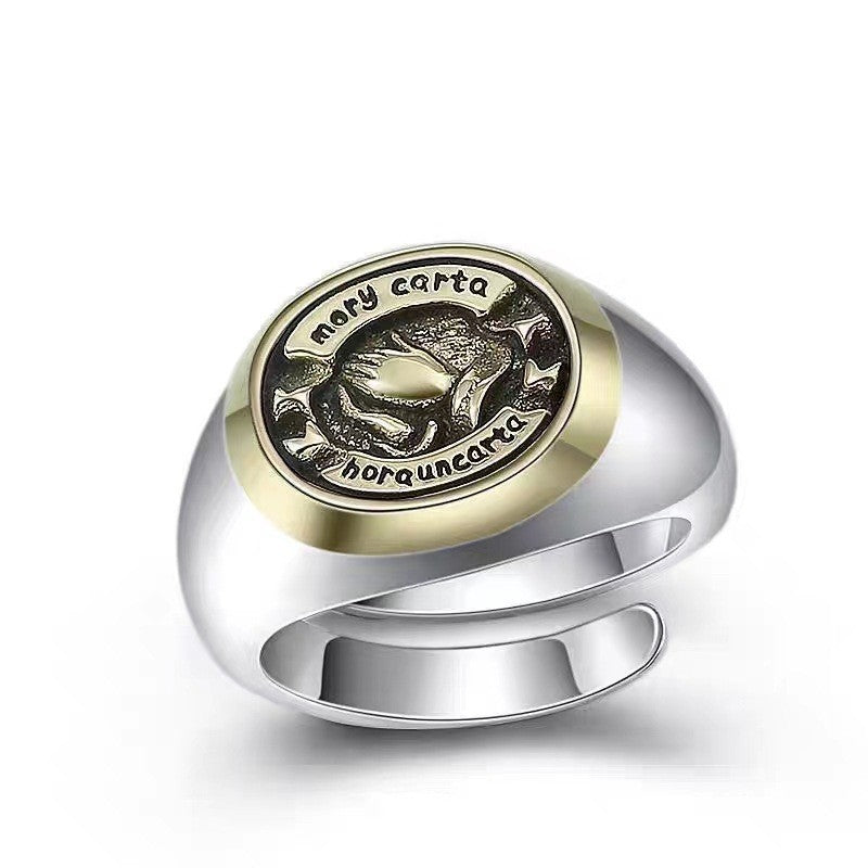 Wholesale Alloy Retro Praying Hands Men' s Ring,  Trendy Jewelry Accessory for Resale