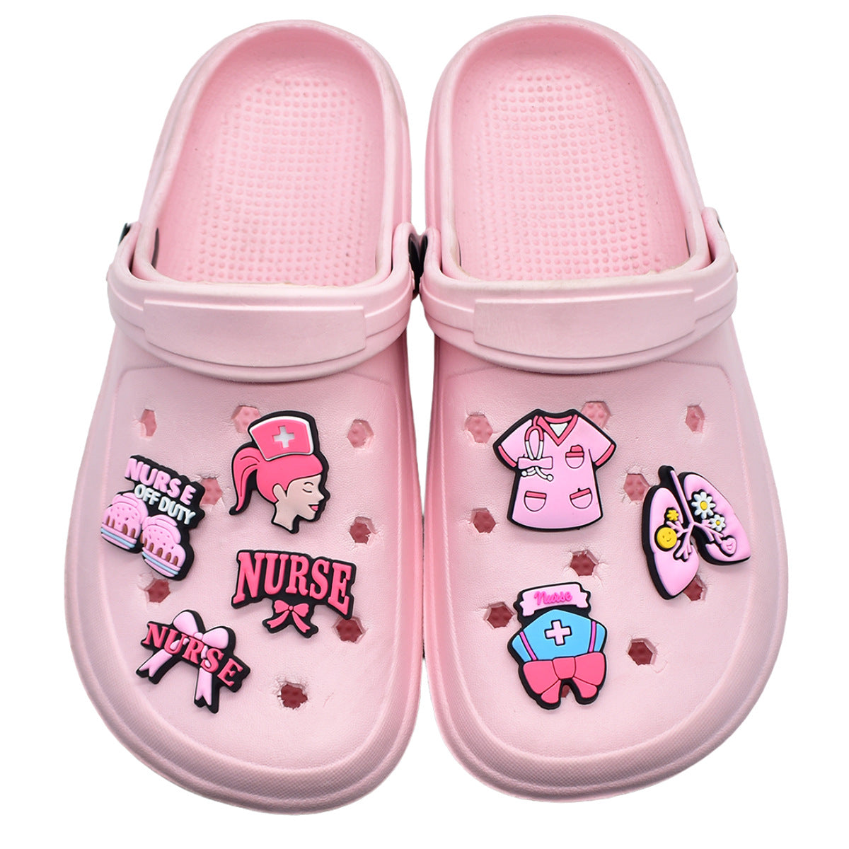 Wholesale Random 100pcs Nurses'  Day series  PVC Soft Rubber Shoe Buckle Decoration