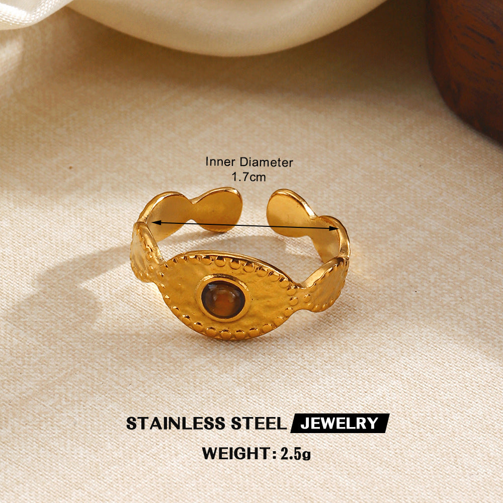 Wholesale Premium Vintage Style Tiger' s Eye Stainless Steel Ring