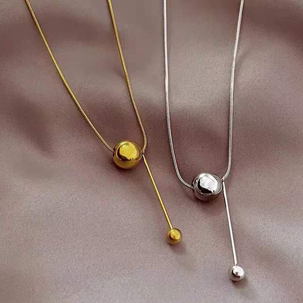 Wholesale Metal Ball Pendant Necklace Long Sweater Chain Necklaces ACC-NE-MY001