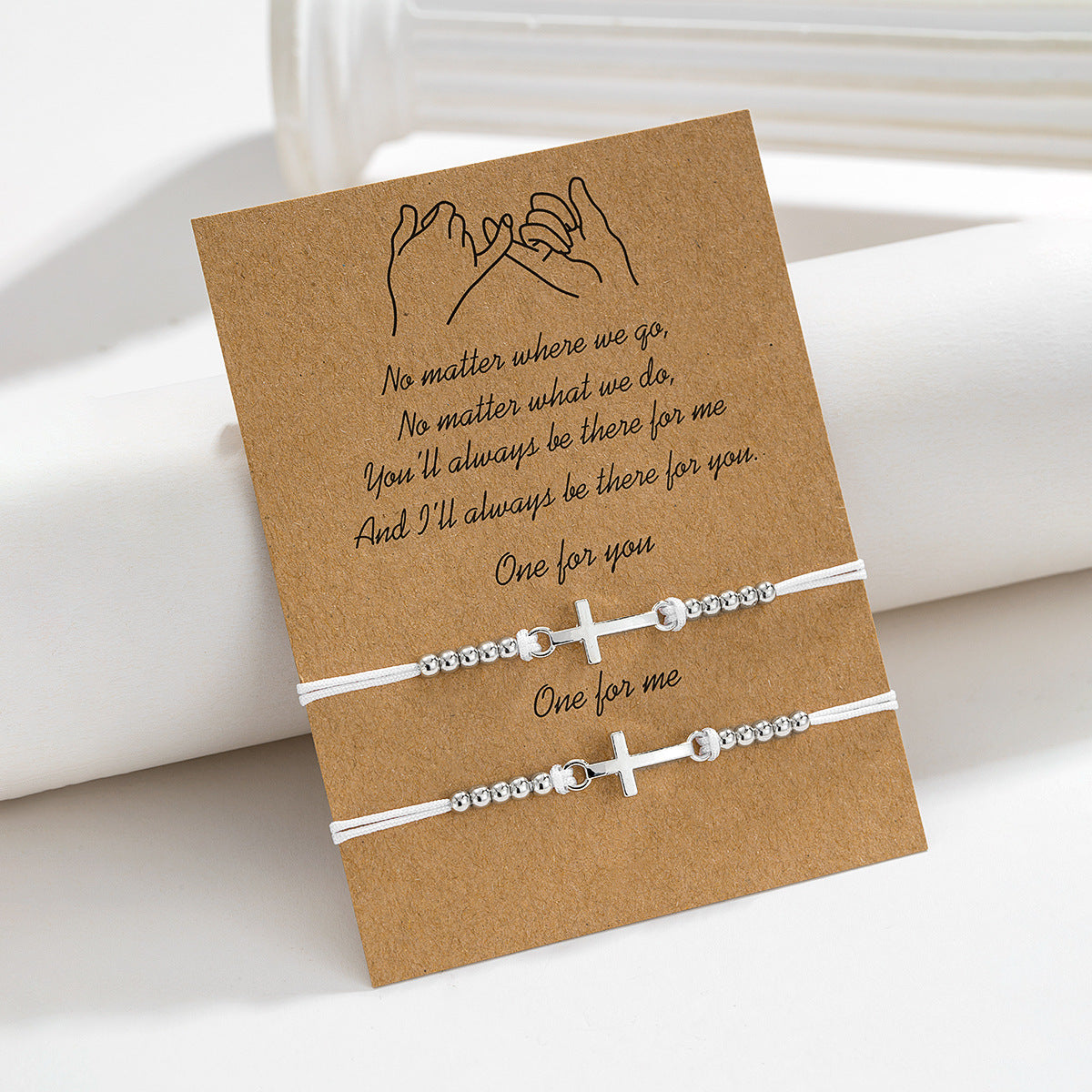 Wholesale Alloy Cross Gold Bead Rope Braided Adjustable Double-Layer Card-Wearing Women's Bracelet