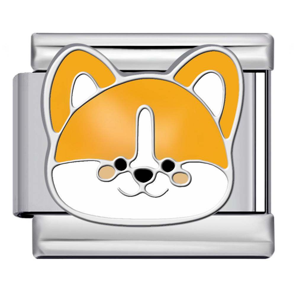 Wholesale 5pcs Italian Charm Bracelet 9mm DIY Splicing Cute Cartoon Dog Stainless Steel Composable Bracelet