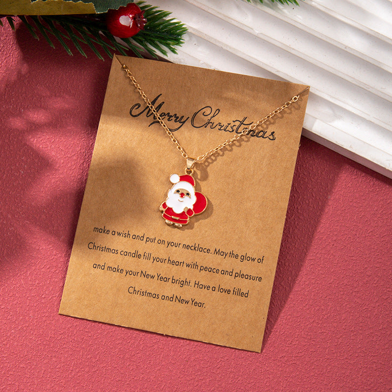 Wholesale Christmas Colored Oil Drop Pendant Christmas Tree Necklaces ACC-NE-Zhey002