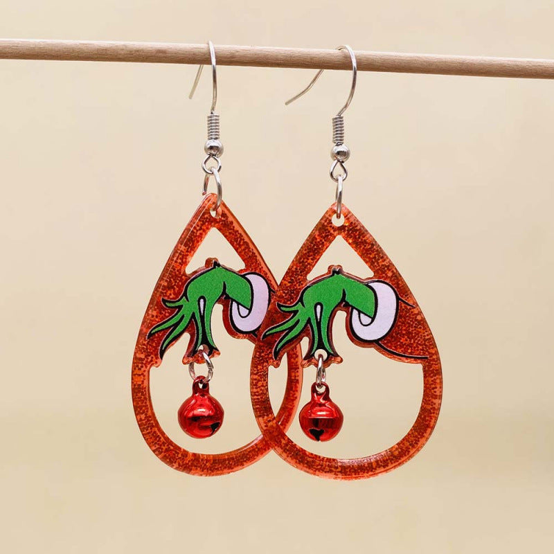 Wholesale Christmas  Santa bell acrylic earrings