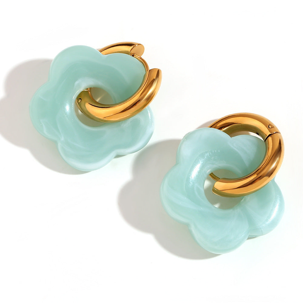 Wholesale Resin Flower Copper Earrings ACC-ES-MLR009