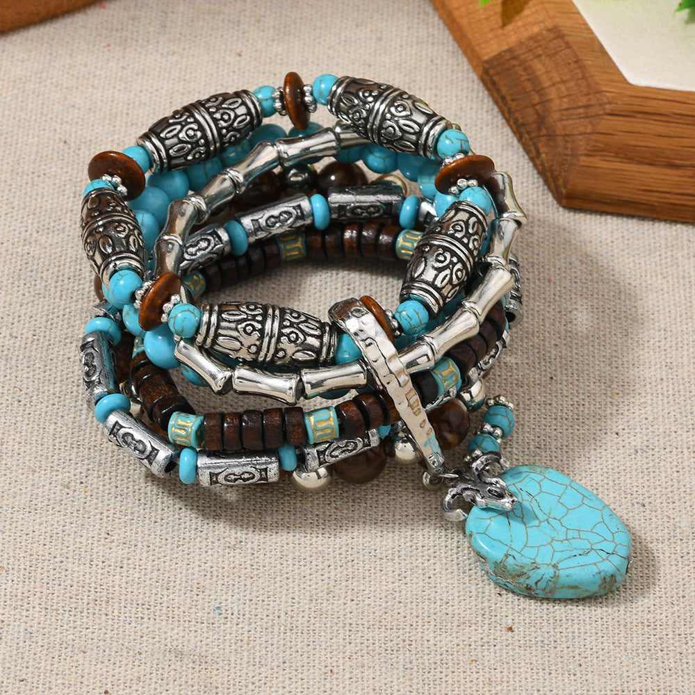 Wholesale Turquoise Western Style Beaded Bracelet
