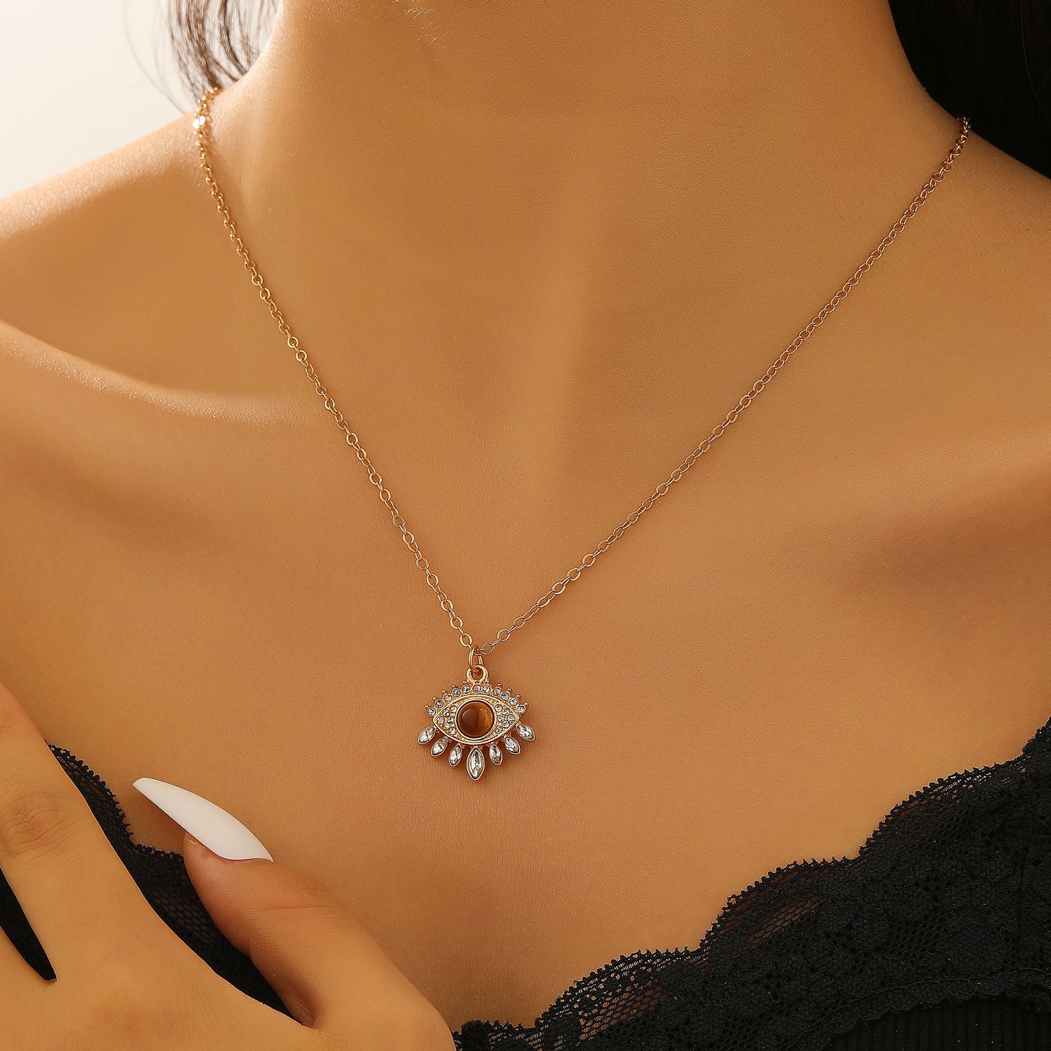 Wholesale Alloy Tiger Eye Necklace