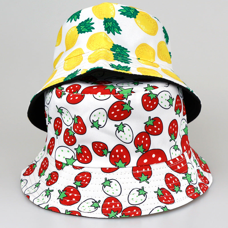 Wholesale Tropical fruit double sided wearing printed pot hat outdoor Bucket Hat