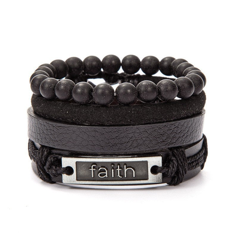 Wholesale Retro Multi-layer Alloy Leather Bracelet