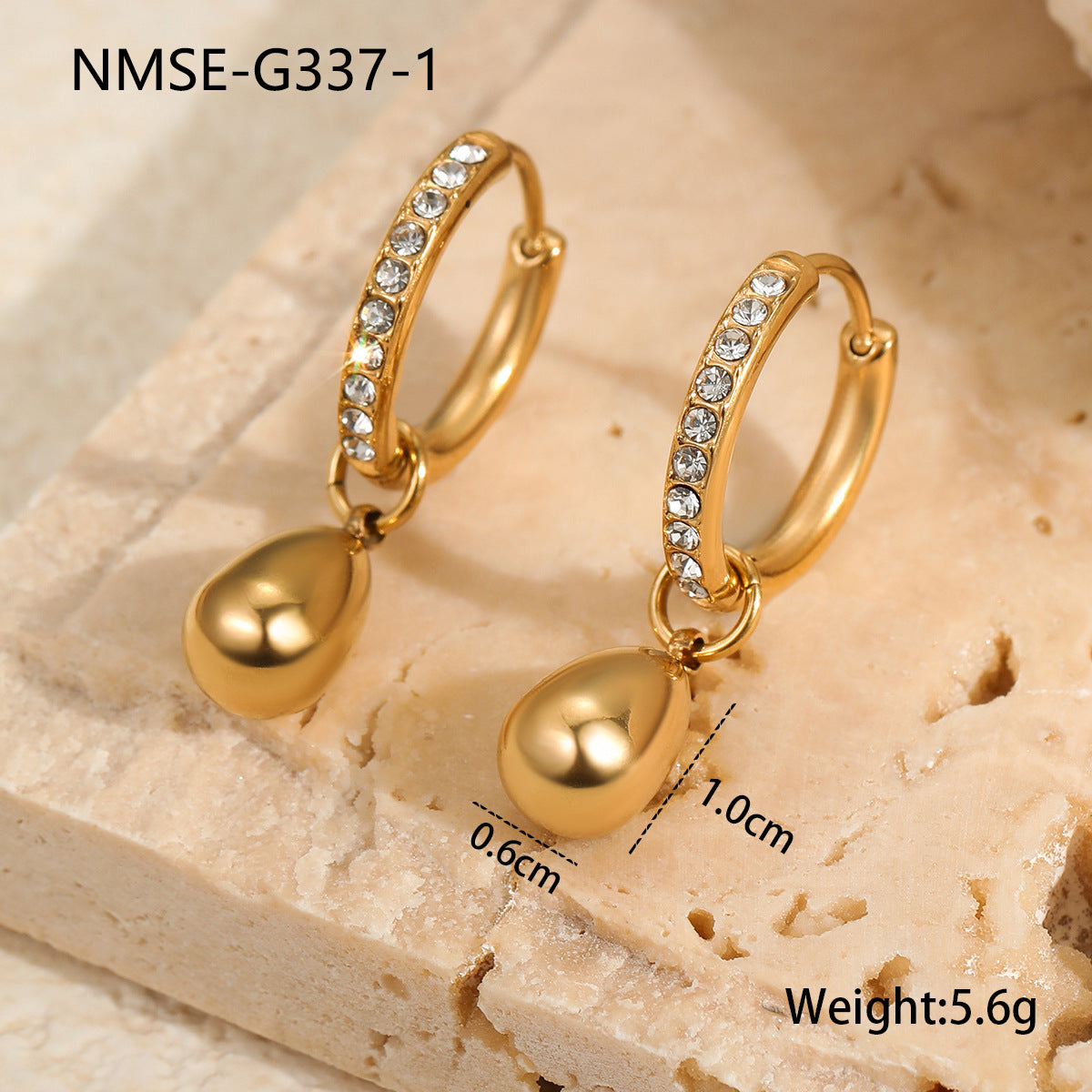 Wholesale  stainless steel ear buckle plated 18K gold design light luxury diamond ear jewelry