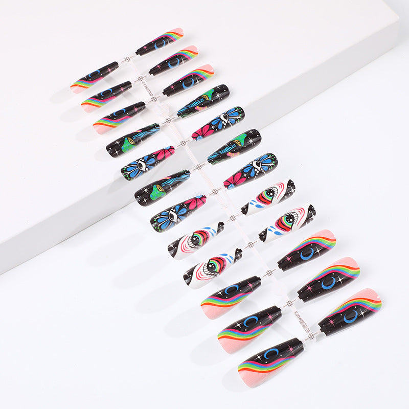 Wholesale 24 Pieces/box Glitter Nail Stickers Ballet Nail Stars Wearable Nail Press-on Nails Kits ACC-NS-Diqin001