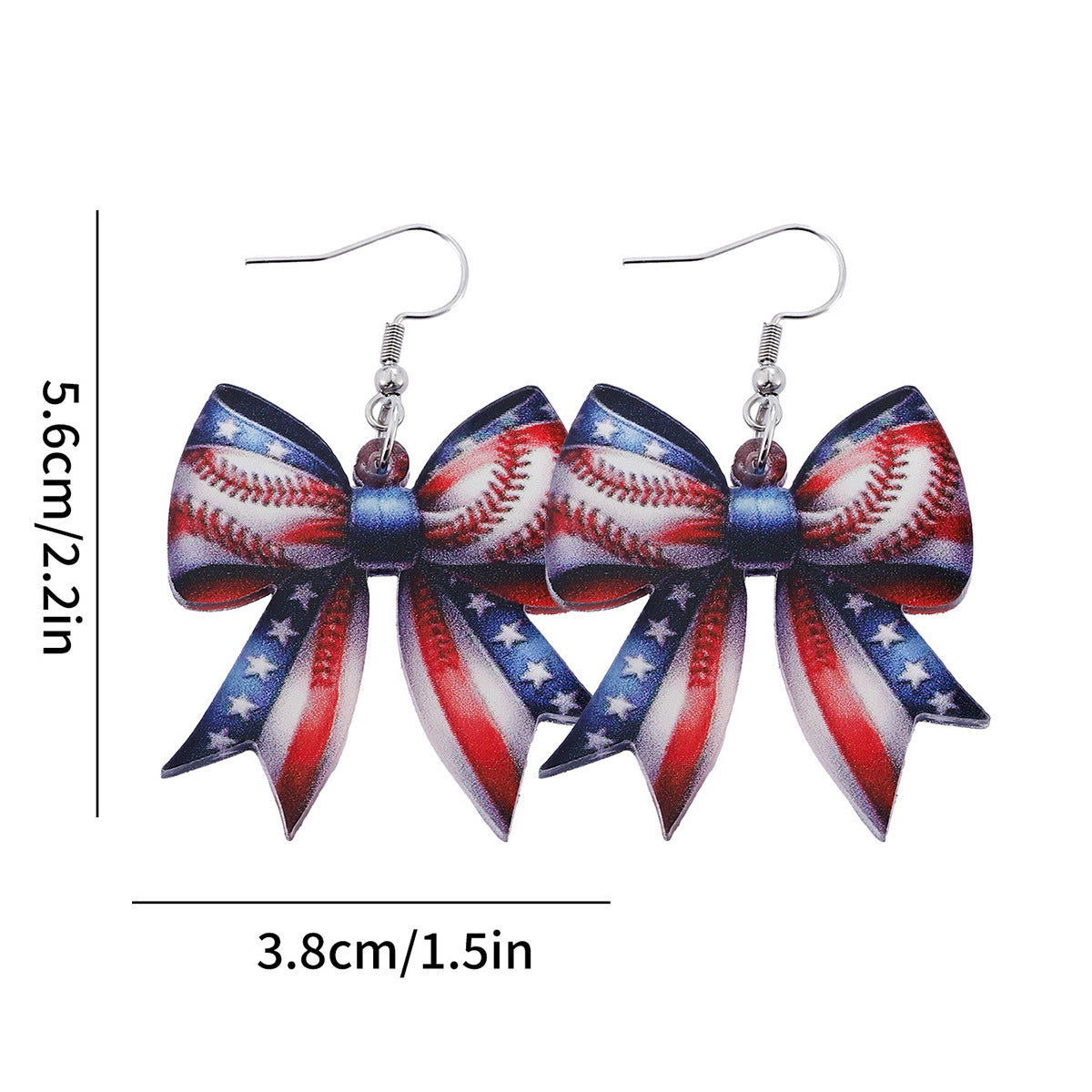 Wholesale  Independence Day Red White Blue Star Striped Bow Pendant Earrings