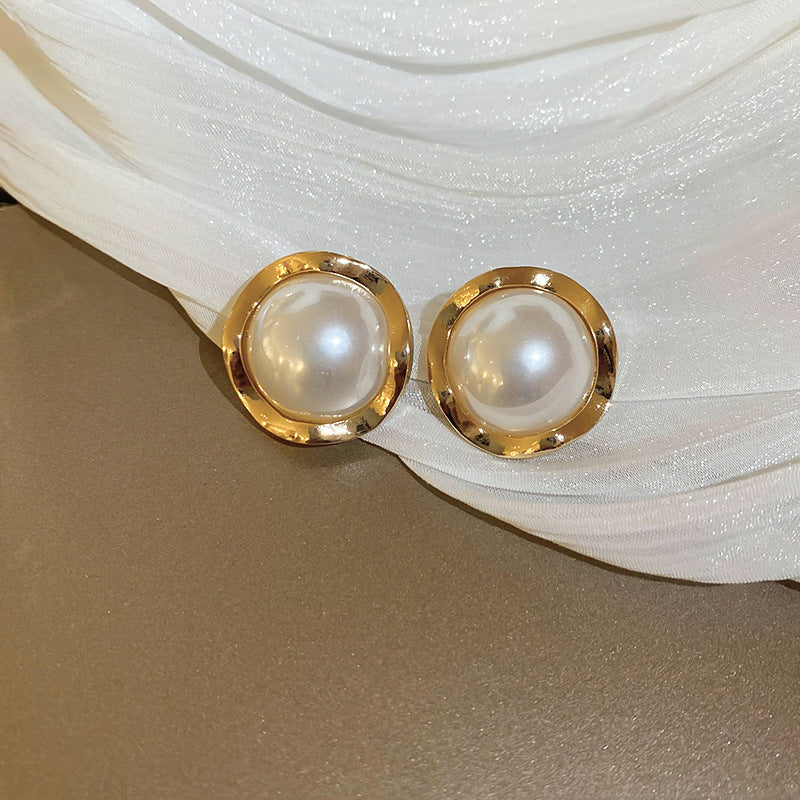 Wholesale Silver Needle Red Pearl Wave Lace Earrings