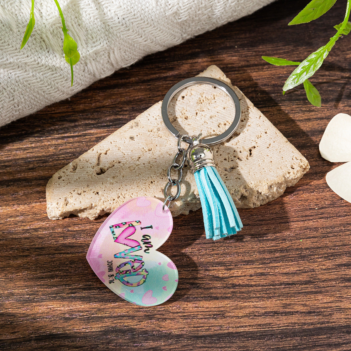 Wholesale Acrylic Gradient Tassel Keychain