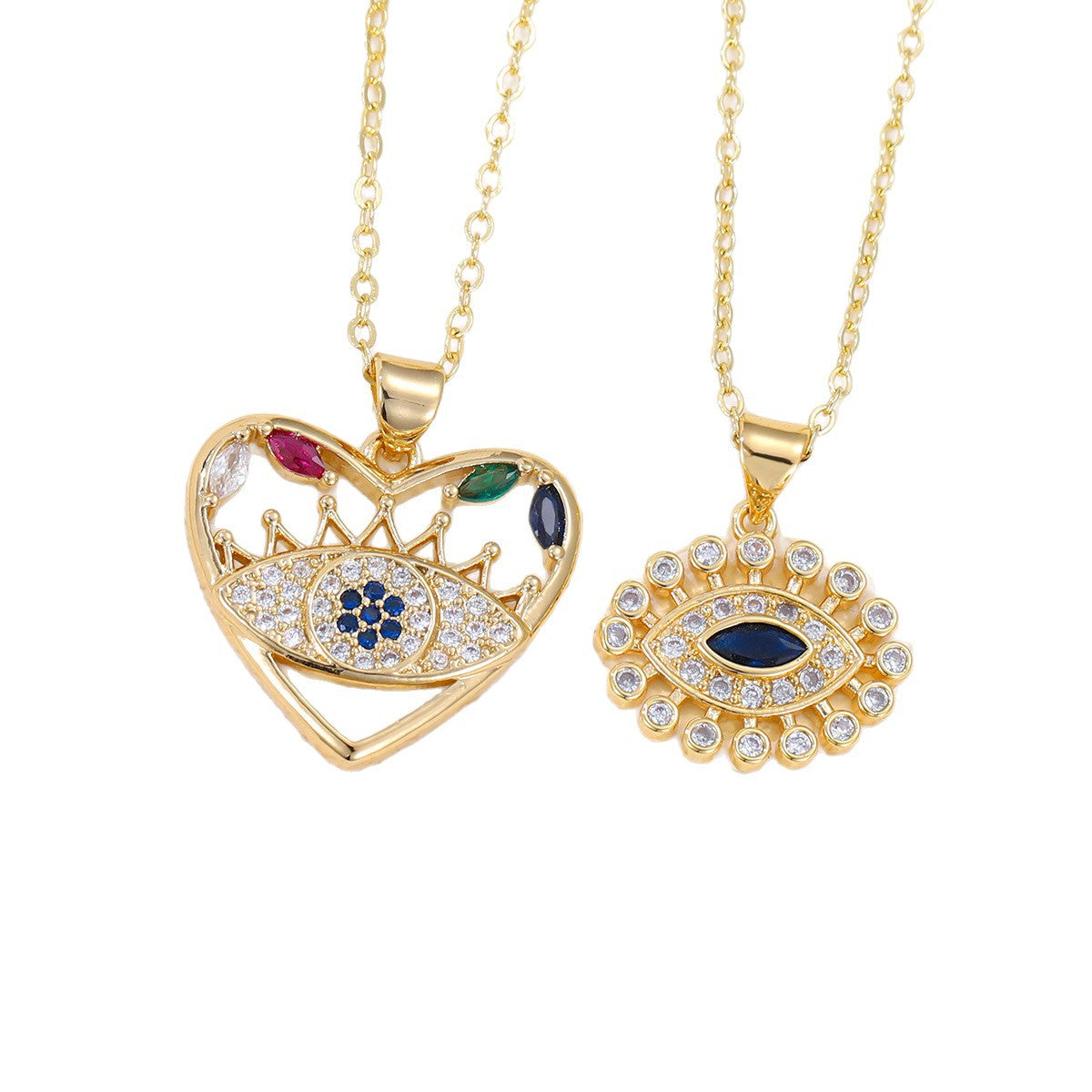 Wholesale Trendy Evil Eye Beaded Pearl Necklace Bohemian Eye Pendant Jewelry For Women Copper Fashion Accessory Gift