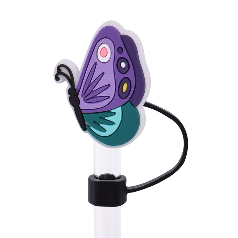 Wholesale Random 100pcs Butterfly Series 8/10mm PVC Soft Straw Tube Cap