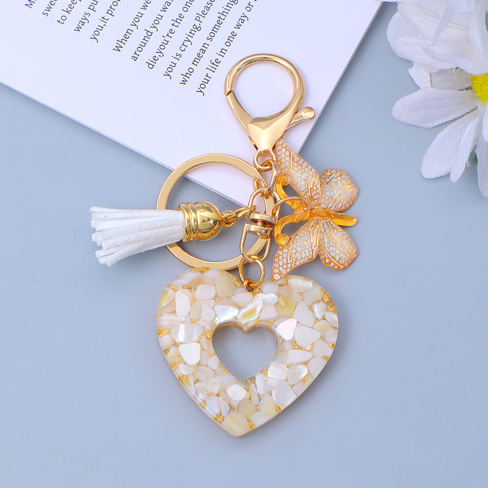 Wholesale Chic Heart Resin Keychain with Tassel - Boutique Bag Accessory Gift