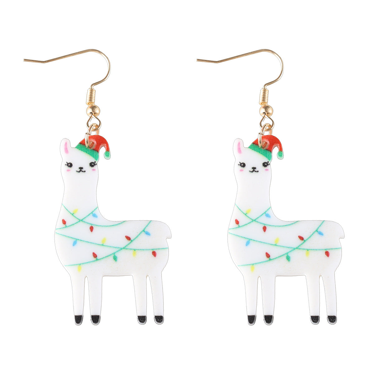 Wholesale Christmas Hat Lantern Alpaca Pendant Earrings