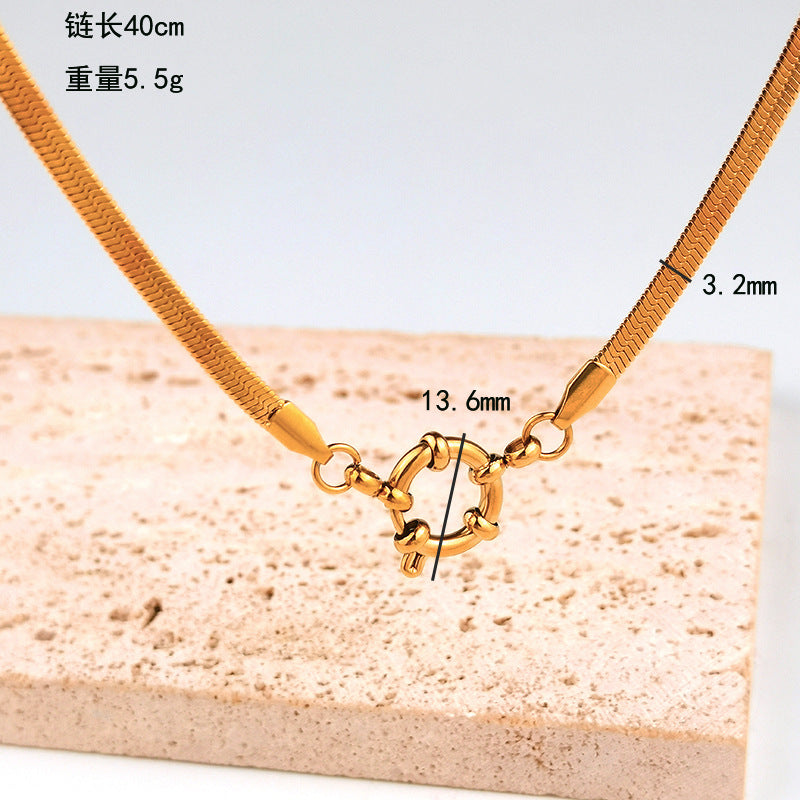 Wholesale Spring Clasp Stainless Steel Electroplated 18K Gold O Necklaces ACC-NE-GuDi012
