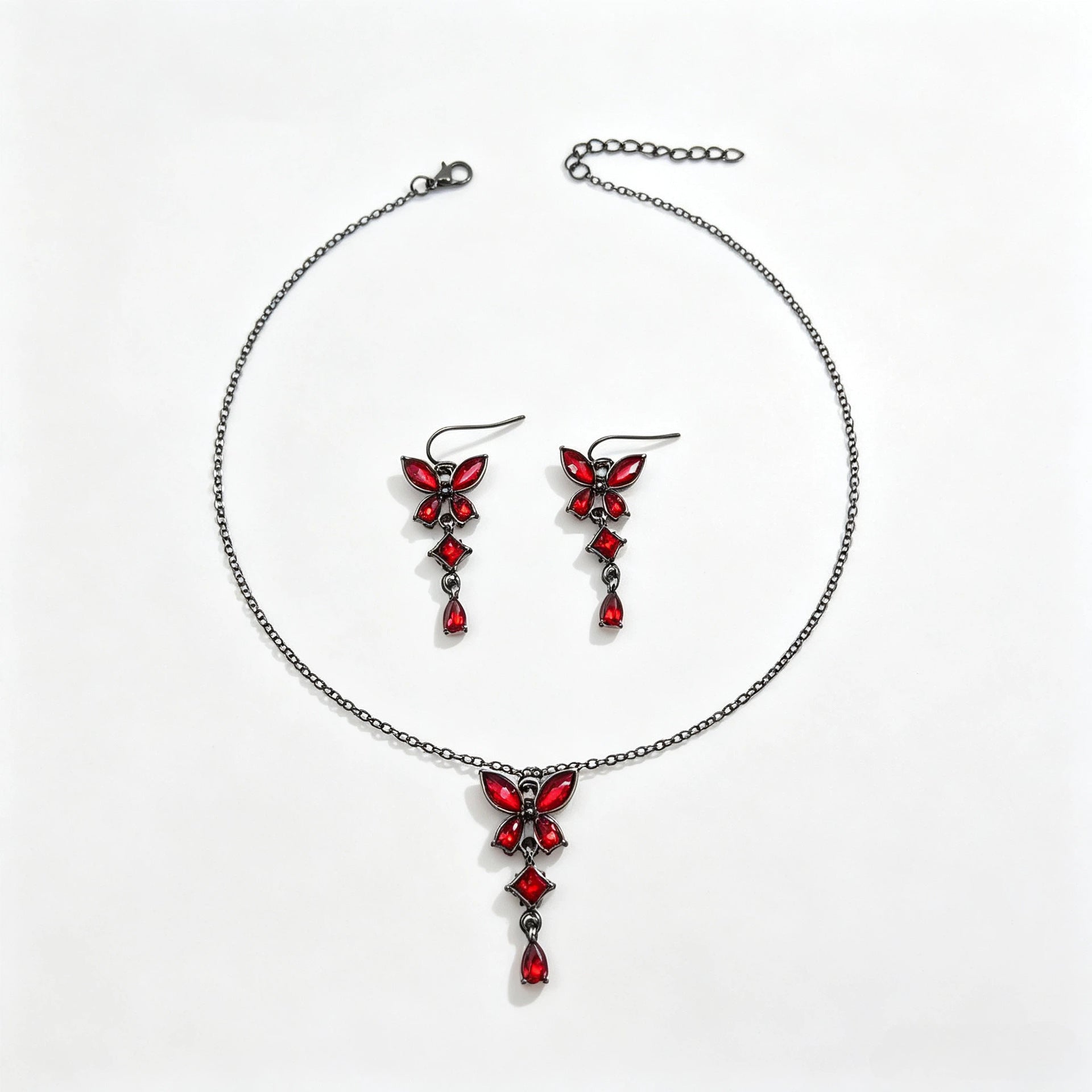 Wholesale Zinc Alloy Electroplated Gothic  Necklace Earrings Set Trendy Jewelry Accessory Gift Boutique Resale