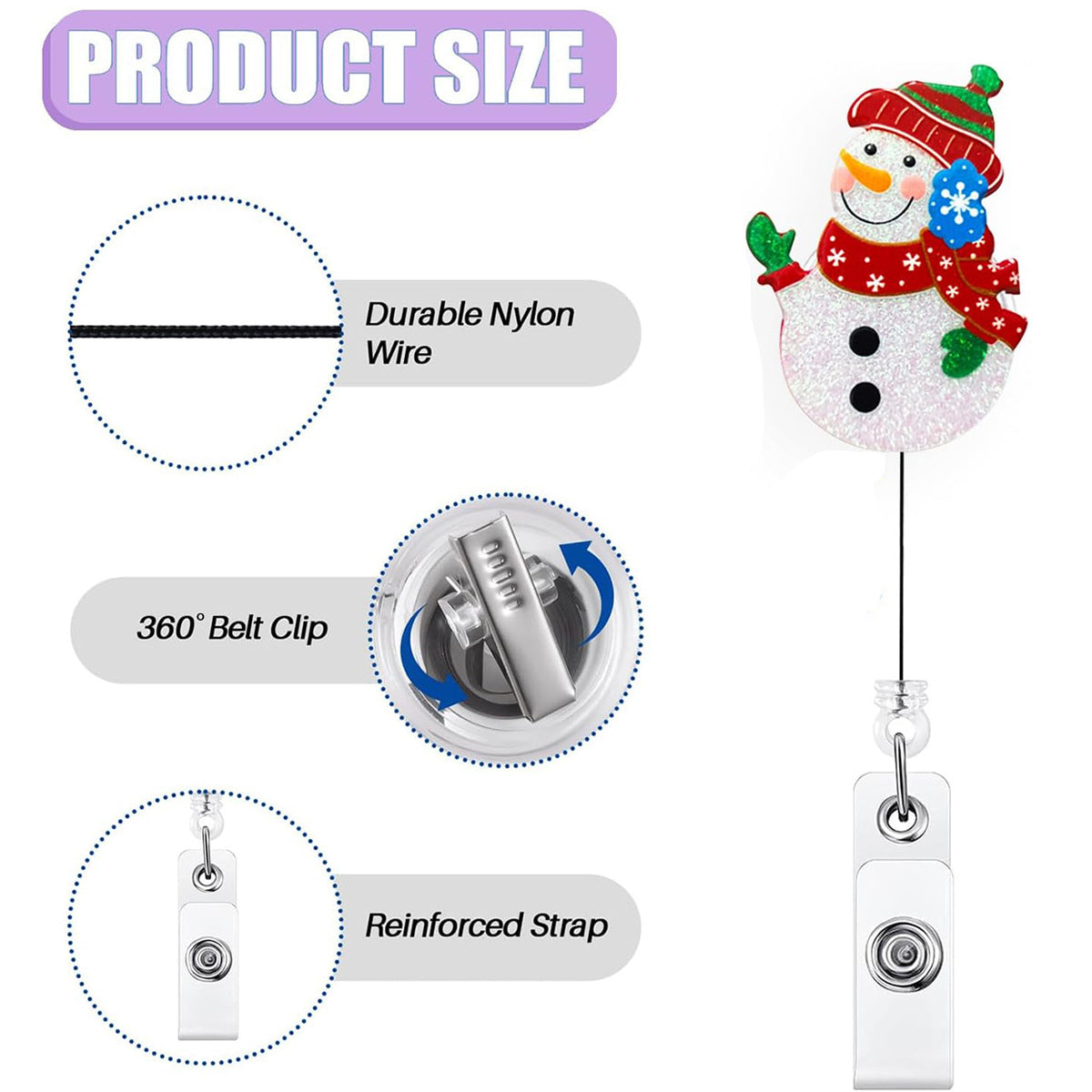 Wholesale Easy-open retractable acrylic Christmas   Badge Reels