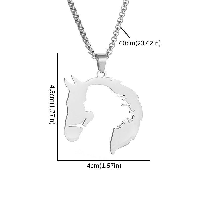 Wholesale Vintage Horse Head Pendant Necklace - Hollow-Out Design,  Hip-Hop Jewelry Accessory for Everyday Wear