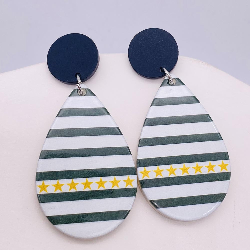 Wholesale Acrylic Earrings Geometric Basketball Football Print Earrings ACC-ES-Cheny001