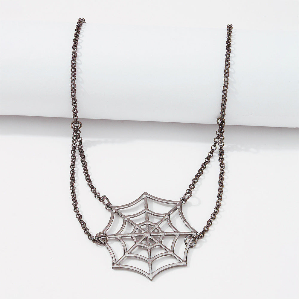 Wholesale  Alloy Necklace Spider Web Gothic Fun Necklace