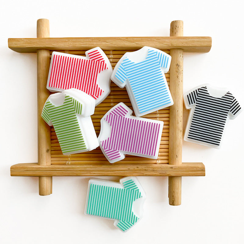 Wholesale 10pcs Summer T-shirt Food Grade Cartoon Beads Focal Beads DIY Accessories ACC-BDS-WDX069