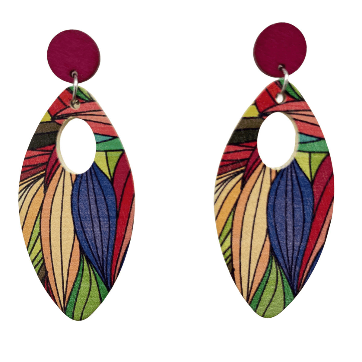 Wholesale Boho Vintage Oval Wooden Earrings ACC-ES-FX001