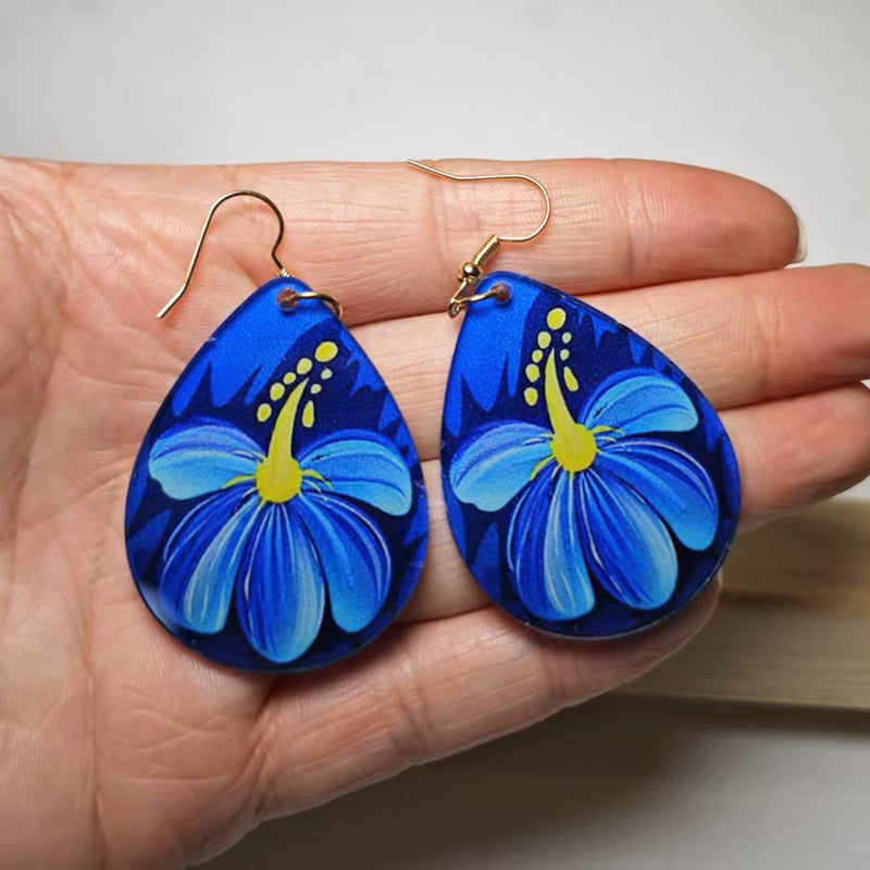 Wholesale Retro Ethnic Flower Acrylic Earrings