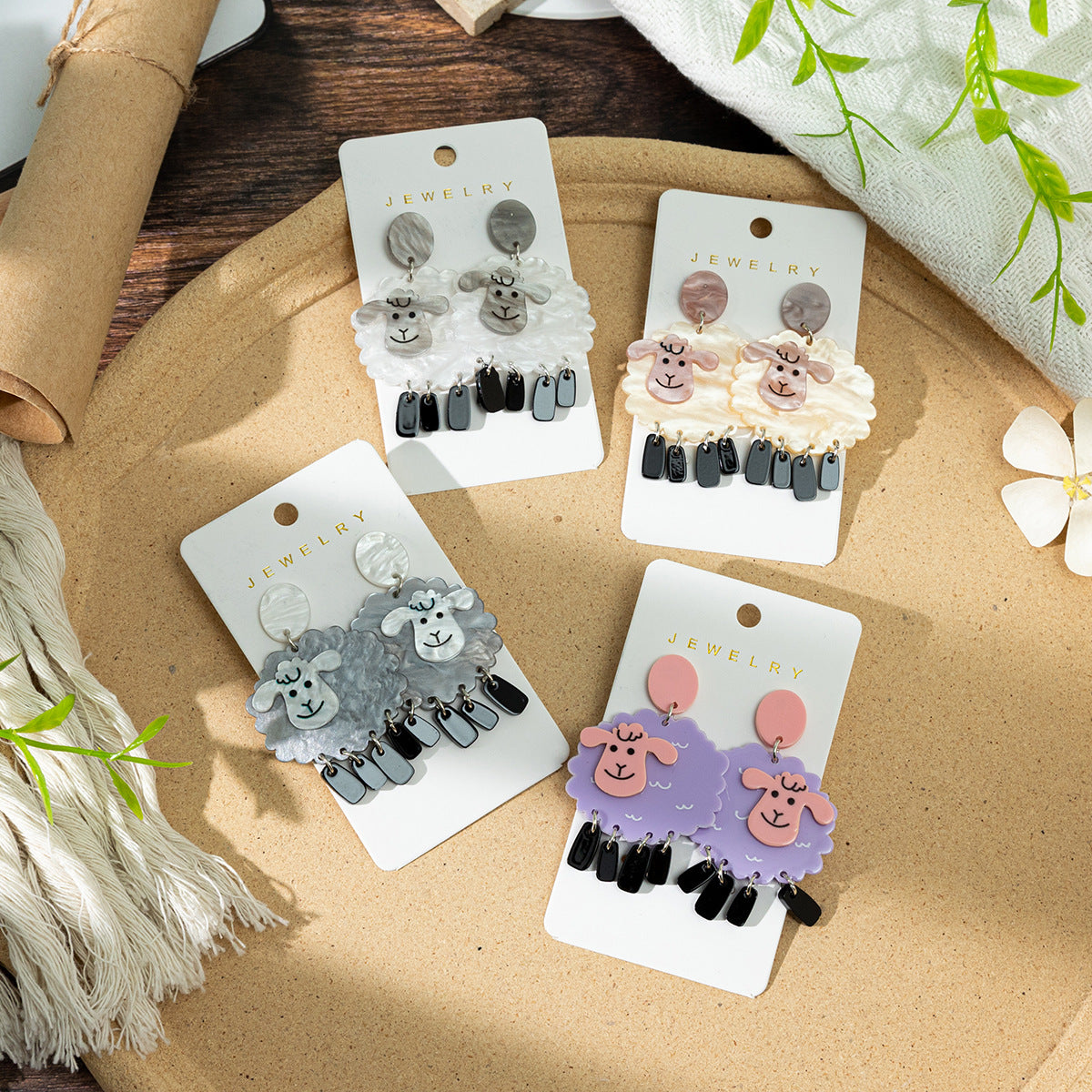 Wholesale Sheep Acrylic Cute Lamb Earrings