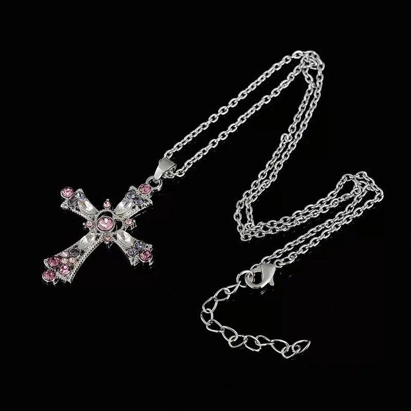 Wholesale Alloy Colored Crystal Cross Earrings Necklace ACC-NE-FuSu003