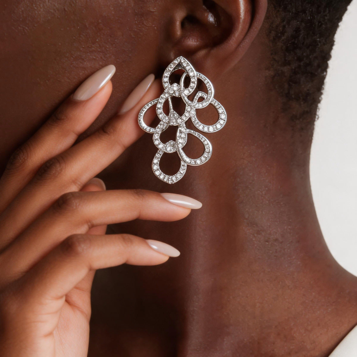 Wholesale Geometric Drop Crystal Earrings - Silver Tone Fashion Jewelry Accessory for Boutique Resale