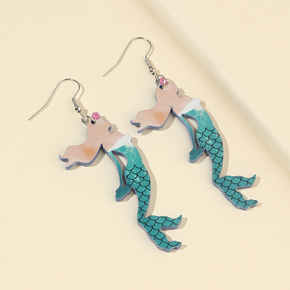 Wholesale Acrylic ocean-themed earrings featuring mermaids seahorses starfish and turtles