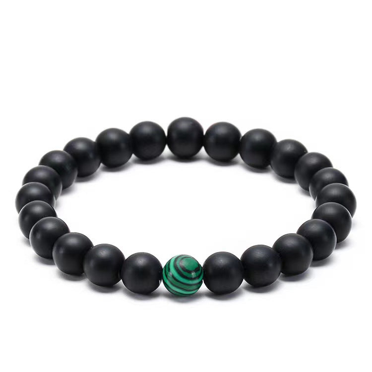 Wholesale matte black frosted malachite couple bracelet ACC-BT-Shuxin005