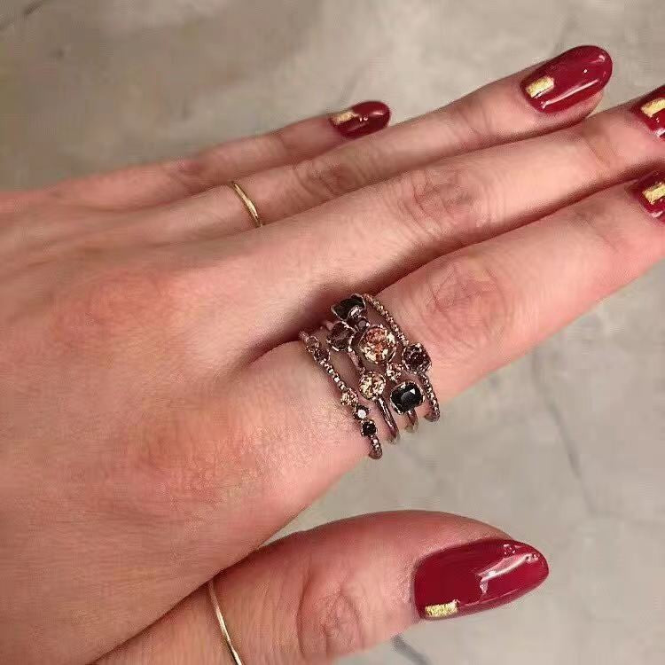 Wholesale Rhinestone Multi-Layer Open Ring Copper Electroplate Fashion Jewelry Accessory