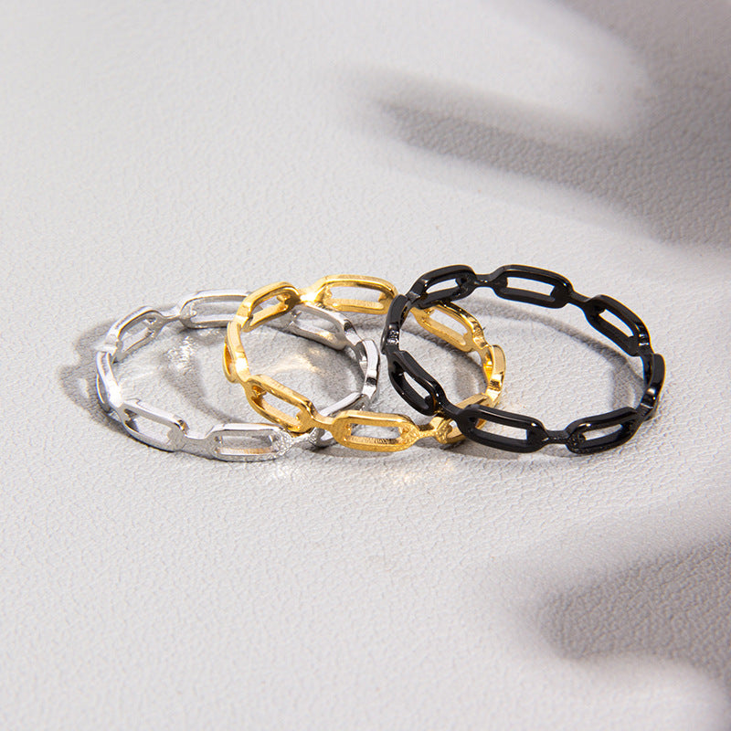 Wholesale Trendy Titanium Steel Cut Out Chain Ring Fashion Jewelry Accessory for Gift or Everyday Wear
