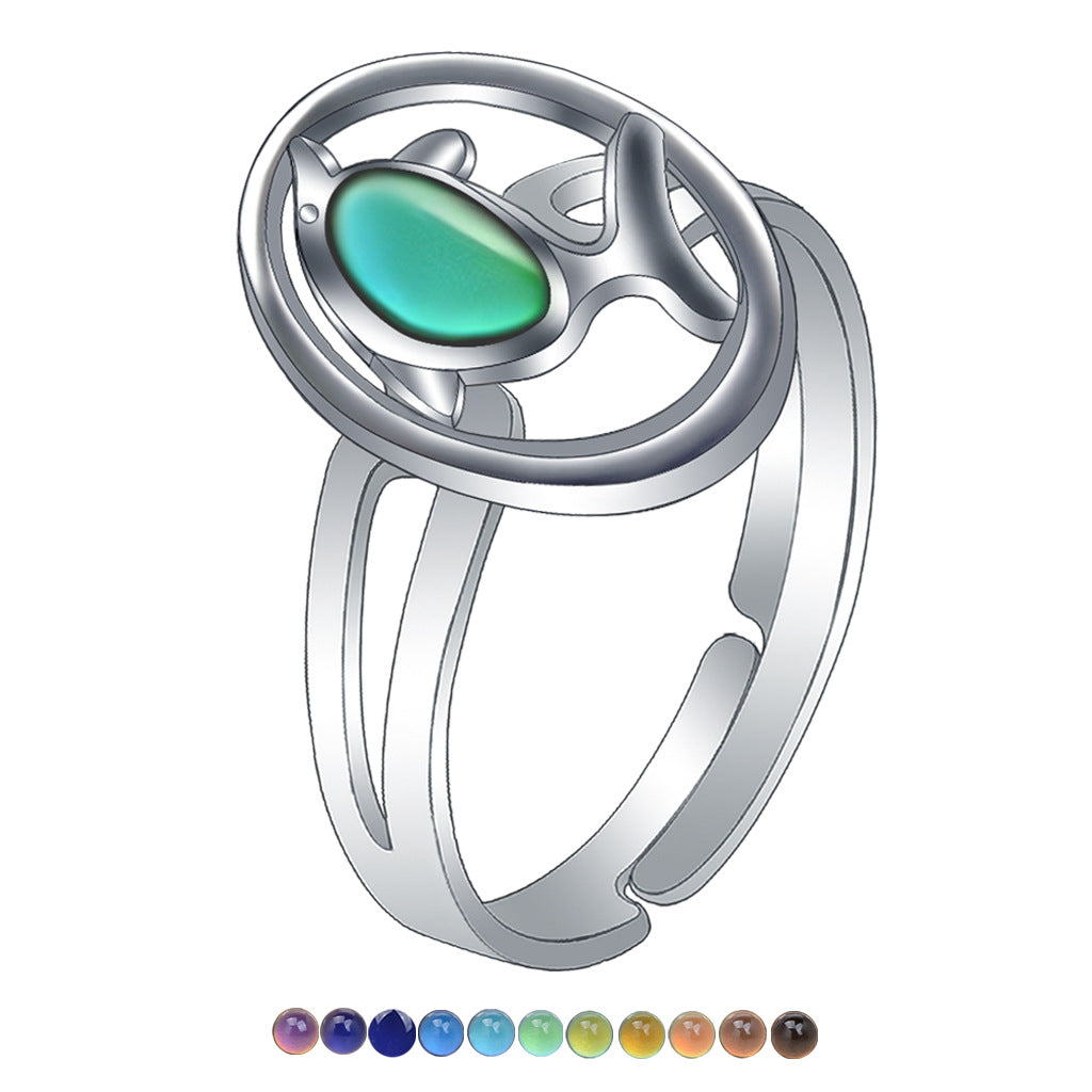 Wholesale Children's Princess Cartoon Cute Animal Temperature Sensitive Color Changing Ring ACC-RS-Hour001