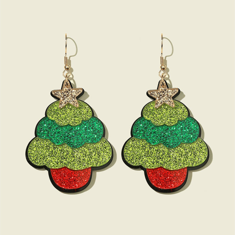 Wholesale Christmas Exaggerated Acrylic Cartoon Color Matching Earrings ACC-ES-JunJie011