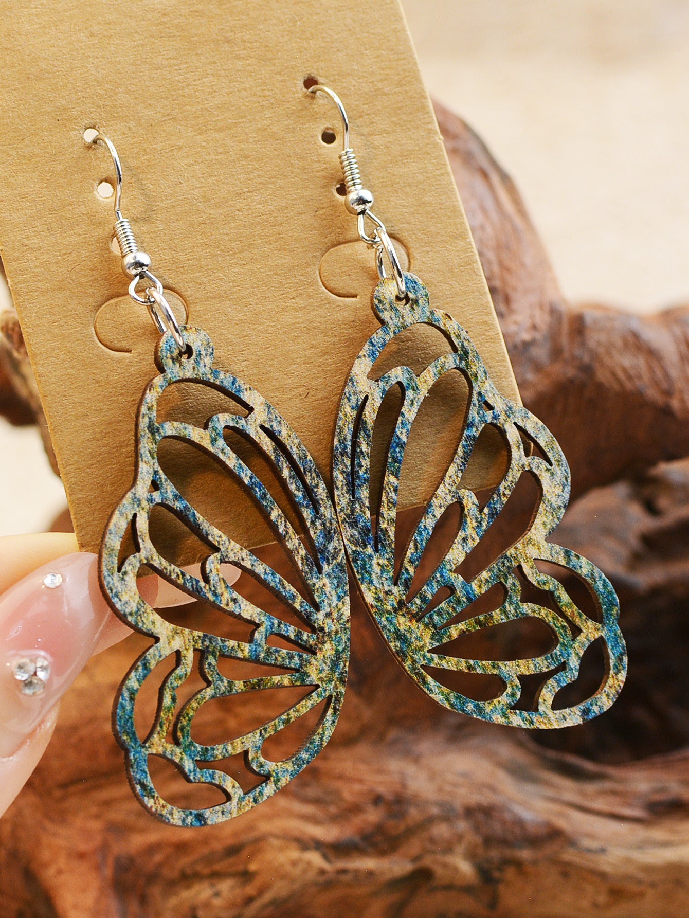 Wholesale Wood Butterfly Hollow Earrings ACC-ES-LuoKun001