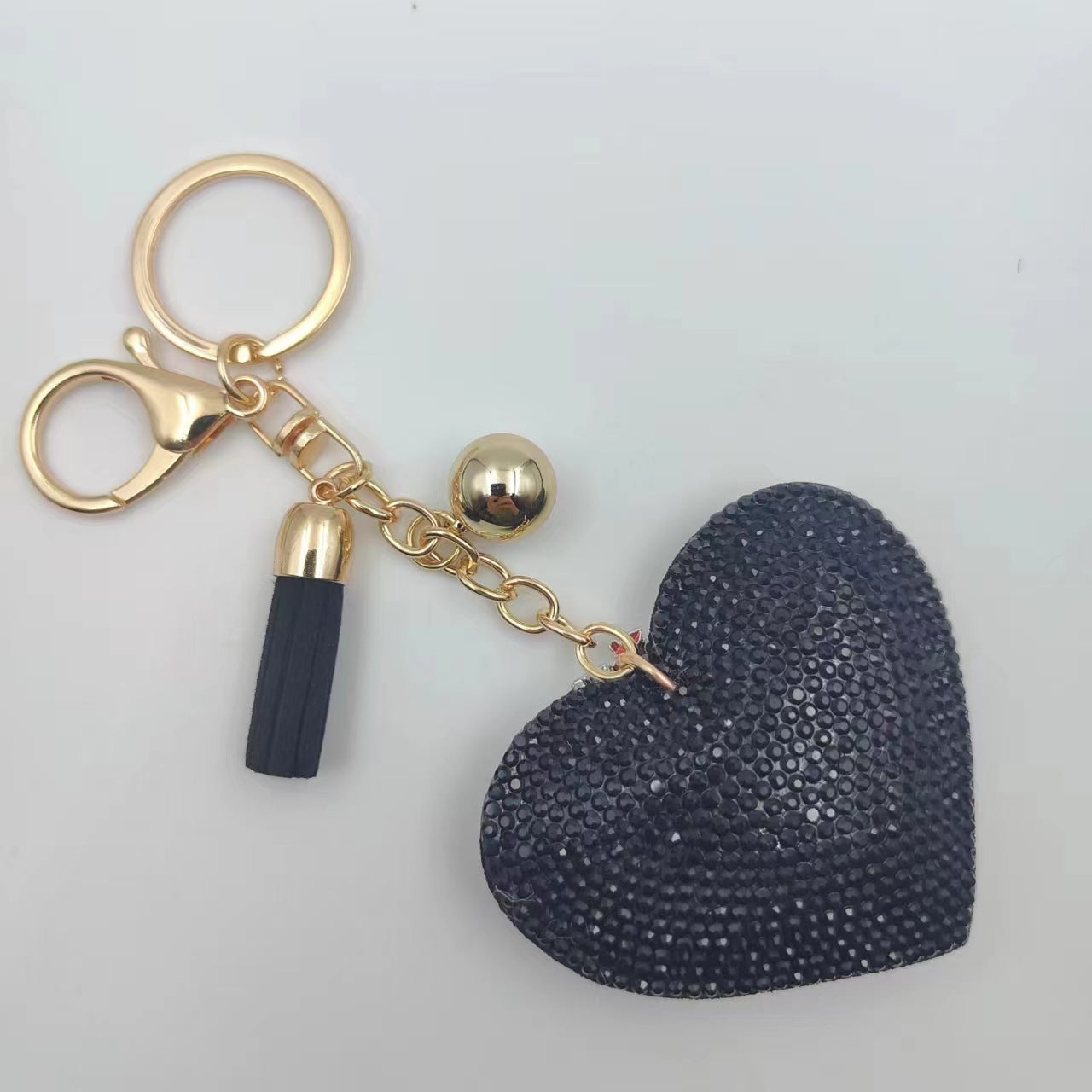Wholesale 12pcs Heart Shape Hot Diamond Leather Keychain ACC-KC-DC001