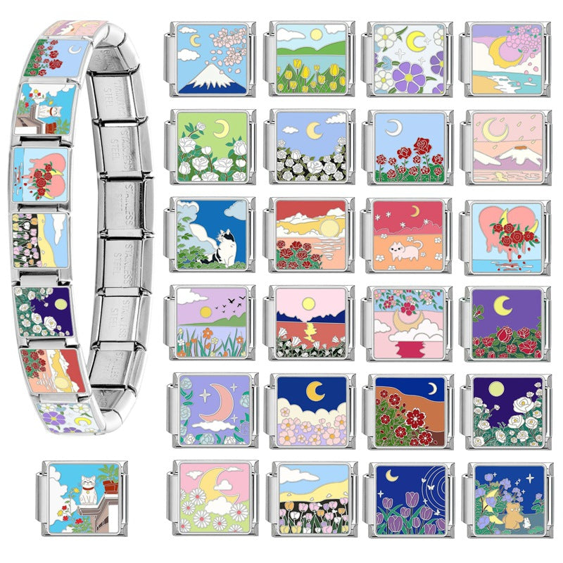 Wholesale Italian Charm Bracelet 9mm DIY Splicing Cute Creative Pendant Stainless Steel Composable Bracelet