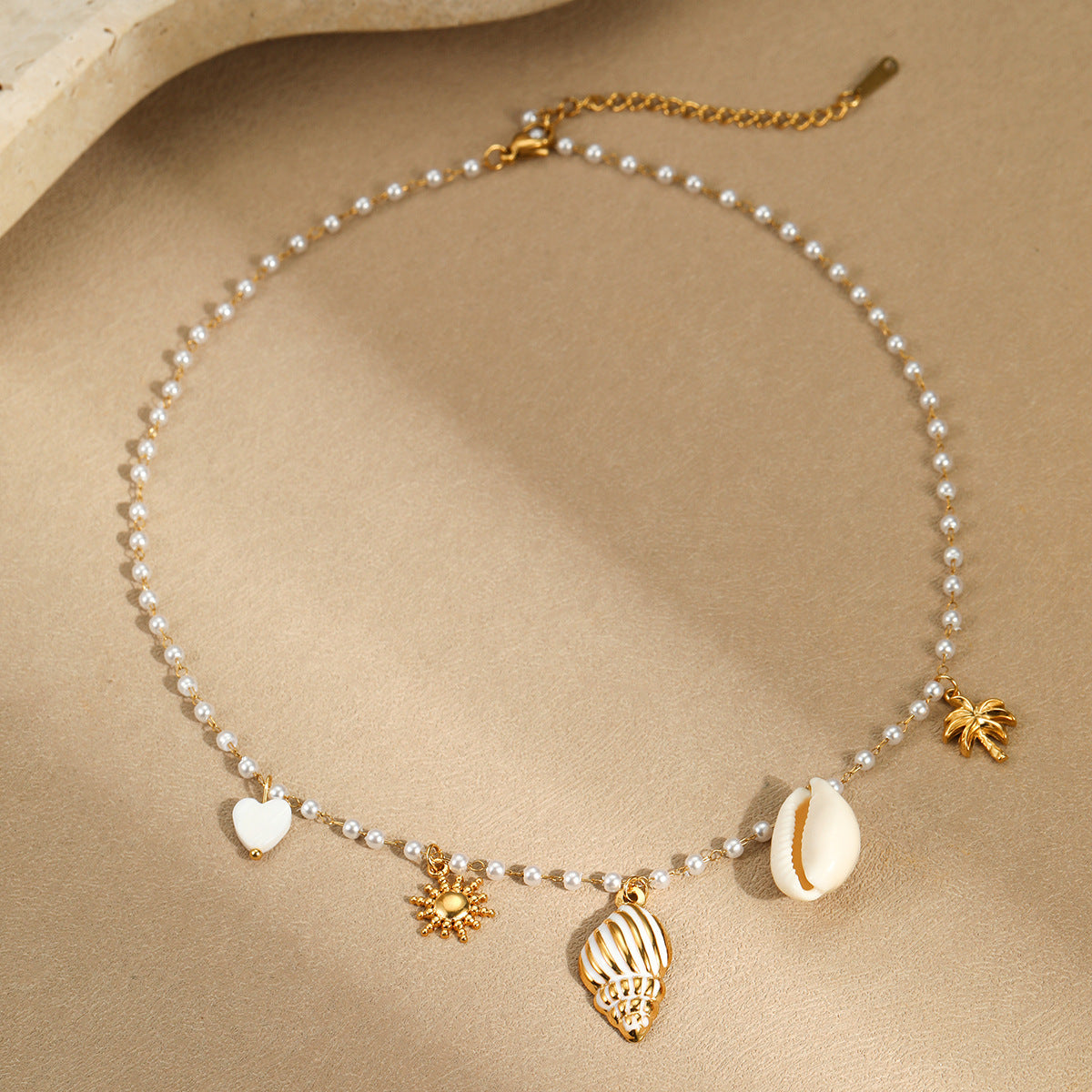 Wholesale marine elements stainless steel  pearl necklace