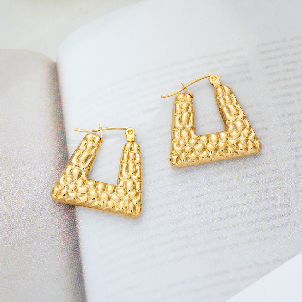 Wholesale Geometric 18K Gold Plated Titanium Steel Earrings - Chic Fashion Accessory for Women,  Gift or Boutique Resale