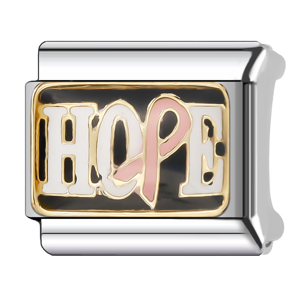 Wholesale Italian Charm Bracelet 9mm DIY Splicing English Series Stainless Steel Composable Bracelet