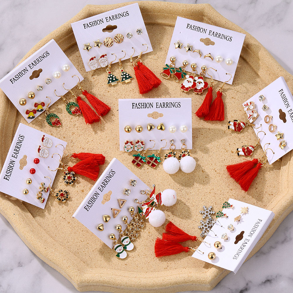 Wholesale Christmas Bell Elk Earrings Six-piece Set ACC-ES-Anduo003