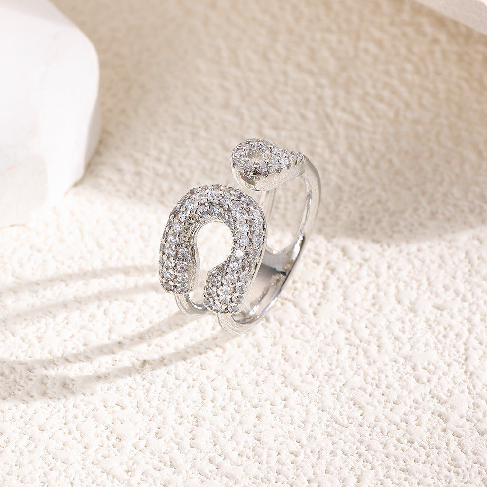 Wholesale 18k copper plated open paper clip adjustable ring