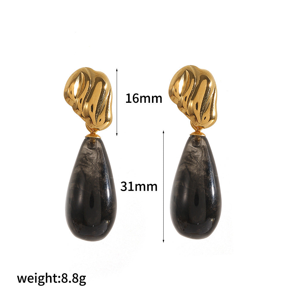 Wholesale Stylish Teardrop Resin Earrings With Stainless Steel Posts Trendy Everyday Jewelry Accessory