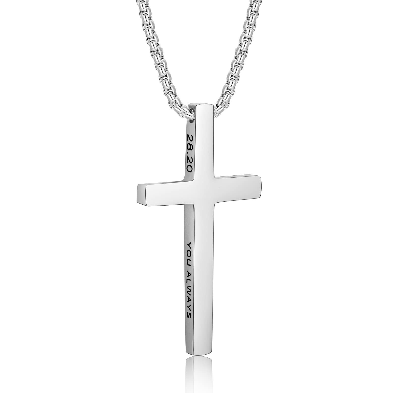 Wholesale Stainless steel engraved cross pendant necklace